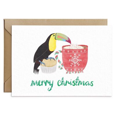 Cartolina di Natale del tucano carino