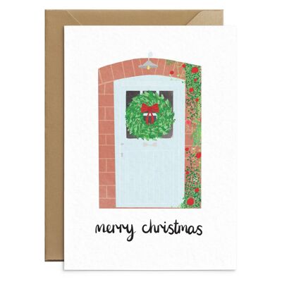 Linda tarjeta navideña para puerta