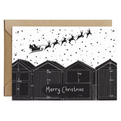 Beach Hut Seaside Christmas Card