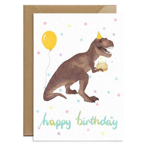 T-Rex Cute Dinosaur Birthday Card