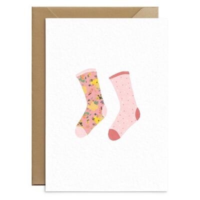 Ungerade Socken rosa Blumenkarte