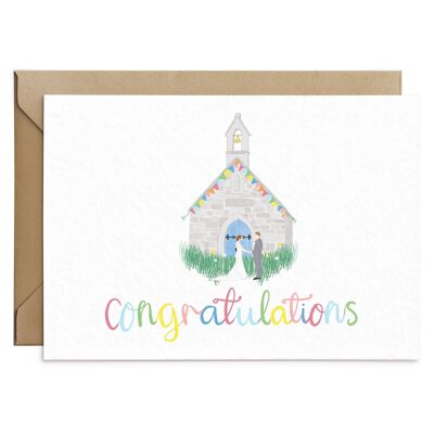 Colourful Church Wedding Card