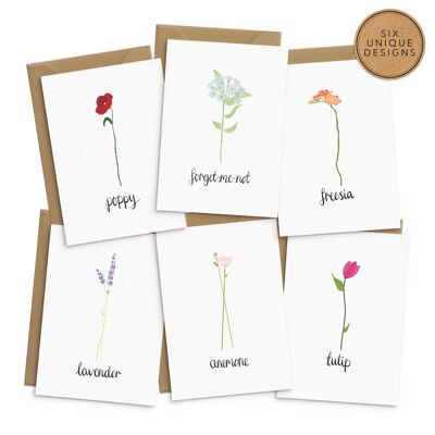 Flower Note Cards - Set of 6