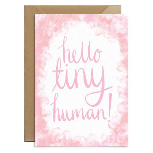 Hello Tiny Human Card Pink