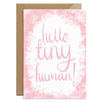 Hallo kleine menschliche Karte Pink
