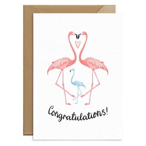 Blue Flamingo Baby Card