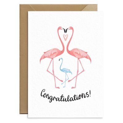 Blue Flamingo Baby Card