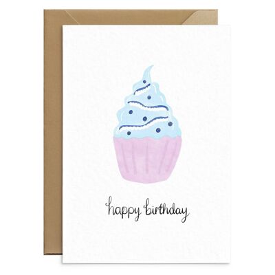 Blaubeer-Cupcake-Geburtstagskarte