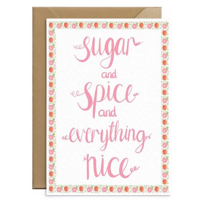 Sugar And Spice Baby Girl Card