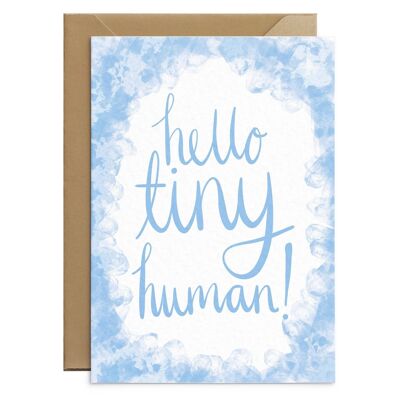 Hello Tiny Human Card Bleu