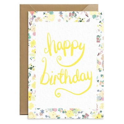 Carte d'anniversaire florale jaune