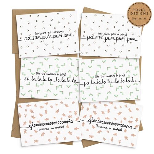 Funny Christmas Songs Cards - Set of 6