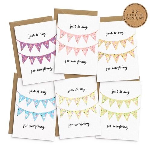 Bunting Thank You Cards - Set of 6