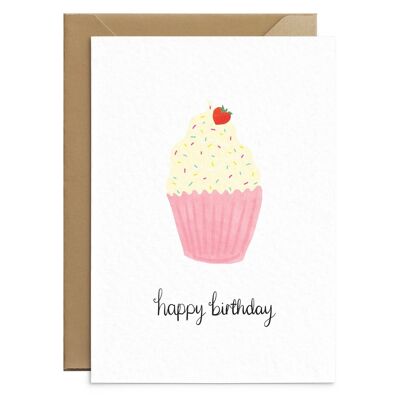 Carte d'anniversaire Cupcake aux fraises