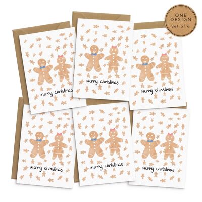 Gingerbread Christmas Cards - Set of 6