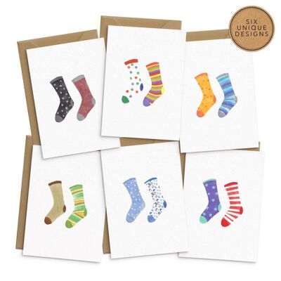 Tarjetas de calcetines para hombre - Juego de 6