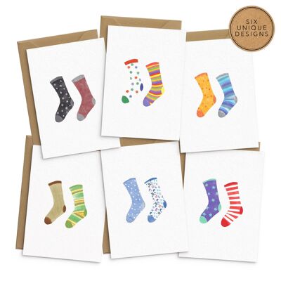 Mens Socks Cards - Set of 6