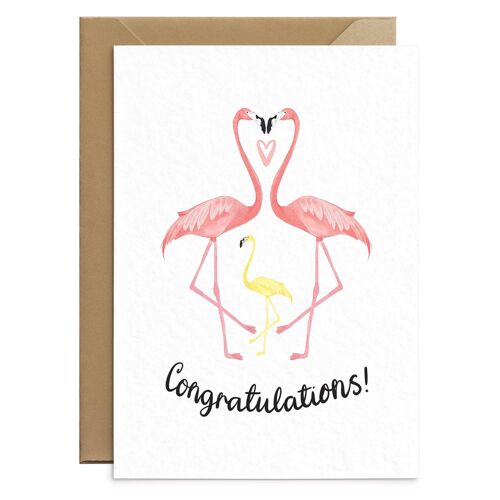 Yellow Flamingo Baby Card