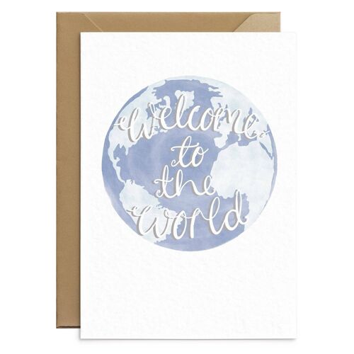Blue Welcome To The World Card