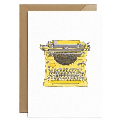 Tarjeta de máquina de escribir amarilla