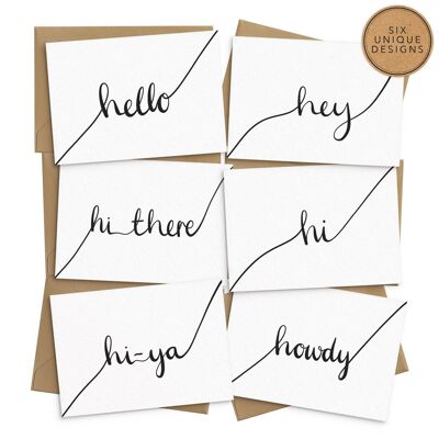 Hello Greeting Cards - Set of 6
