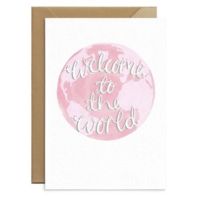 Pink Welcome To The World Card