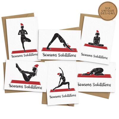 Yoga-Weihnachtskarten – 6er-Set