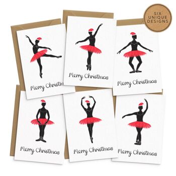 Cartes de Noël Ballet - Lot de 6