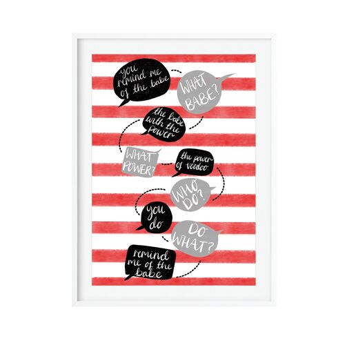 Labyrinth 'Babe With the Power' Red and White Art Print