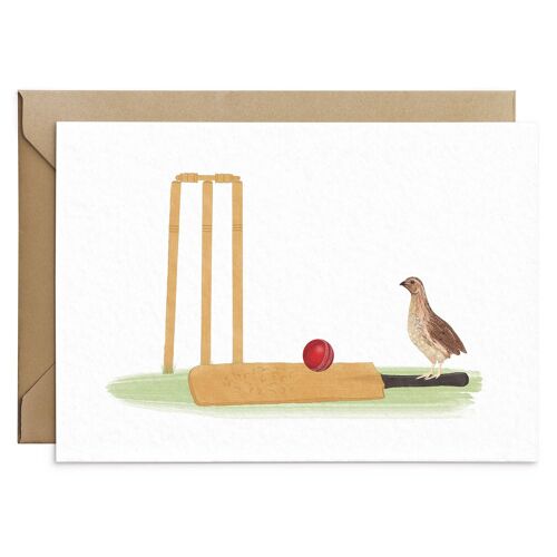 Quail Playing Cricket Game Bird Card