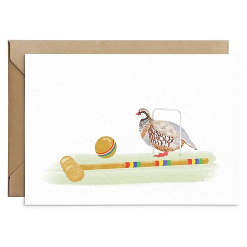 Partridge Playing Croquet Game Bird Card