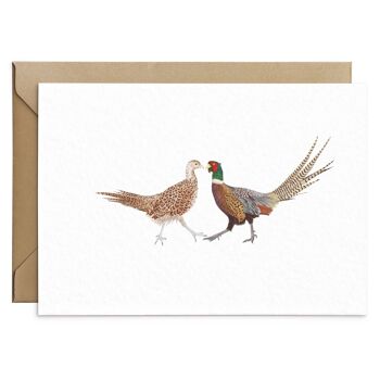 Carte d'oiseaux d'amour de faisans