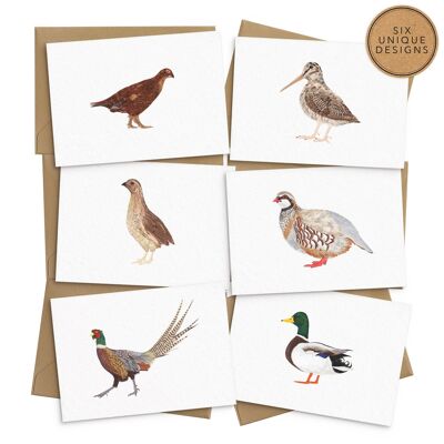Englische Country Birds Karten – 6er-Set
