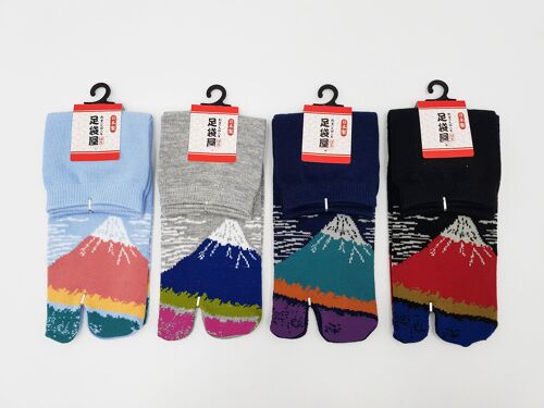 Chaussettes Japonaises Tabi en Coton et Motif Mont Fuji Made in Japan Taille Fr 34 - 40