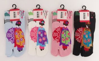 Chaussettes Japonaises Tabi en Coton et Motif Maiko Geisha Kyoto Made in Japan Taille Fr 34 - 40 1