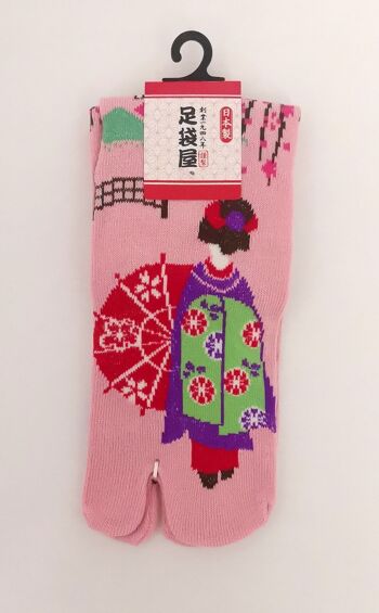 Chaussettes Japonaises Tabi en Coton et Motif Maiko Geisha Kyoto Made in Japan Taille Fr 34 - 40 5