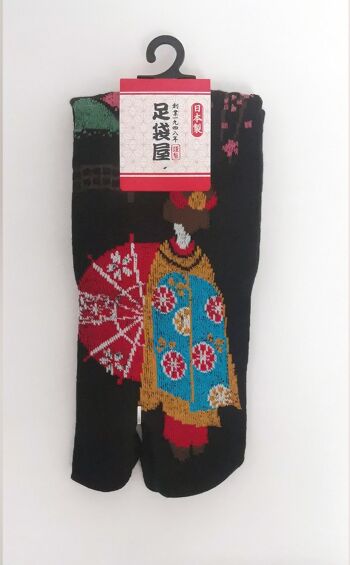 Chaussettes Japonaises Tabi en Coton et Motif Maiko Geisha Kyoto Made in Japan Taille Fr 34 - 40 6