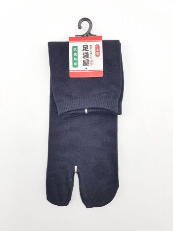 Chaussettes Japonaises Tabi en coton et Couleur Uni Noir Made in Japan Taille Fr 34 - 40 1
