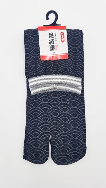Chaussettes Japonaises Tabi en Coton et Motif Wave Made in Japan Taille Fr 34 - 40 3