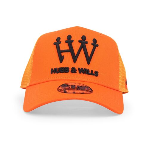 Hubb and Wills Orange/Black Trucker Hat