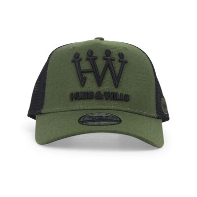 Cappello trucker verde militare di Hubb and Wills