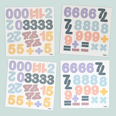 Pastel Magnetic Numbers - Educational game - pack of 100 magnets