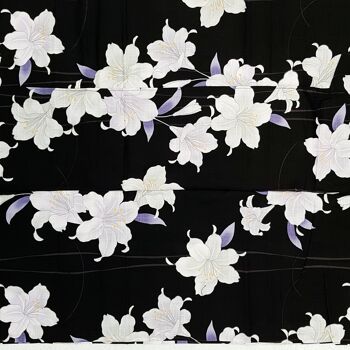 Kimono Yukata japonais 100% coton Noir & Fleur de Lys 2