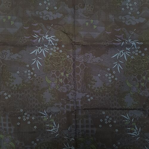 Kimono Yukata japonais 100% coton Navy motif Shisa & Végétation Taille 61