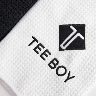 Toalla de golf de microfibra de tres pliegues de Tee Boy - Blanco