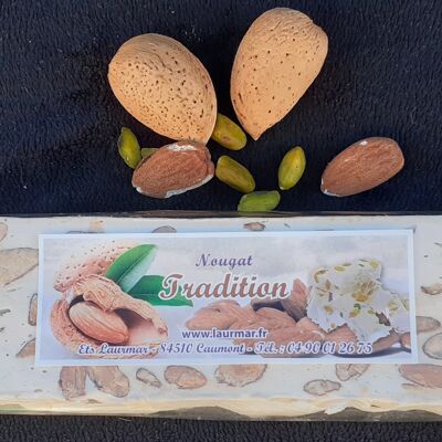 200g bar of pure premium soft white nougat from Provence