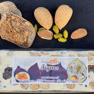 Barretta da 200 g di torrone bianco tenero di Provenza con Fichi