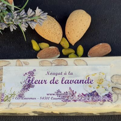 200 g bar of soft white nougat from Provence with Lavender Flowers
