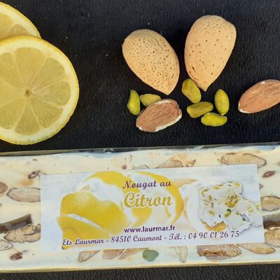 200 g bar of soft white nougat from Provence with candied lemon peel