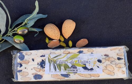 Barre de 200 g de Nougat blanc tendre de Provence aux olives confites AOP Nyons